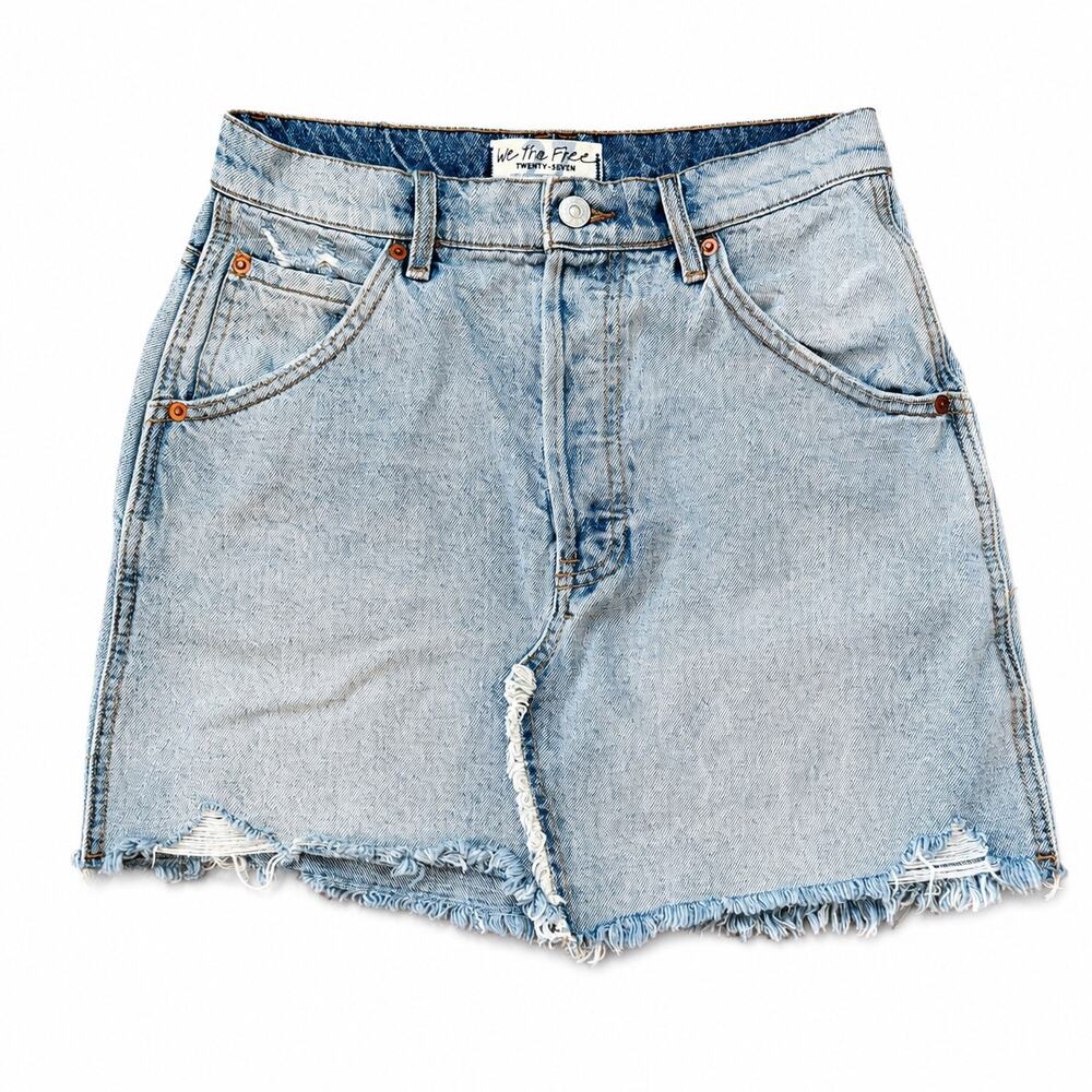 Free People We The Free Brea Cutoff Button Fly Denim Mini Skirt Size 27